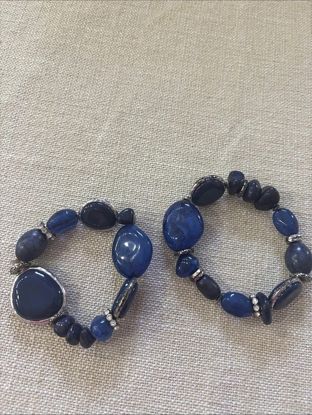 Blue Beaded Bracelet Set Like New